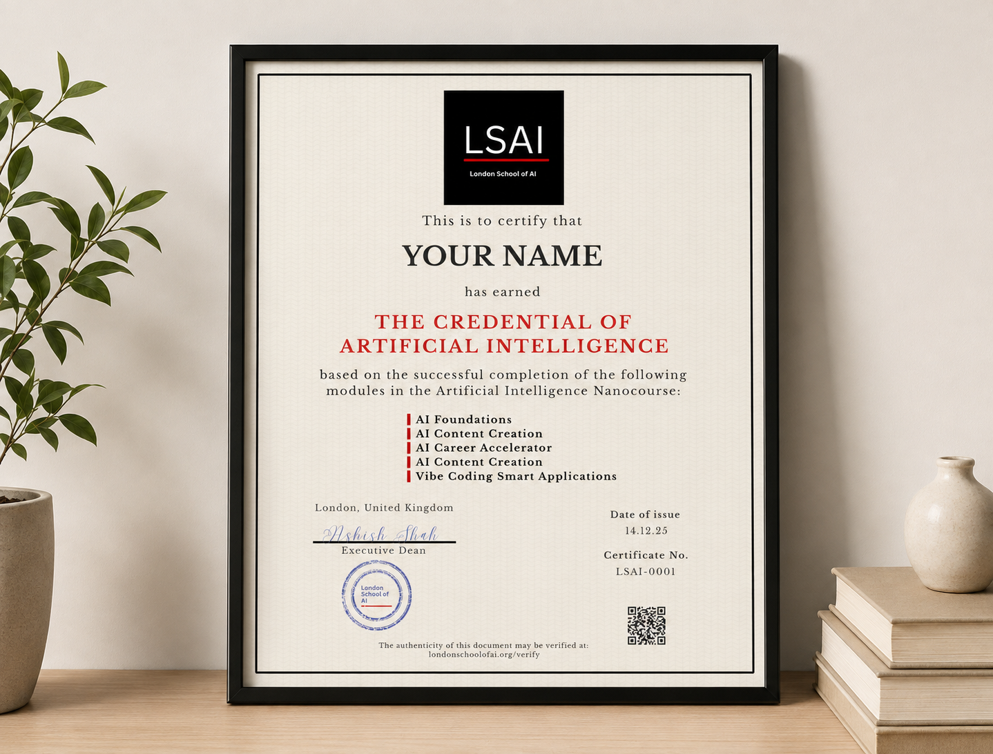 London School of AI Accredited Certification Sample